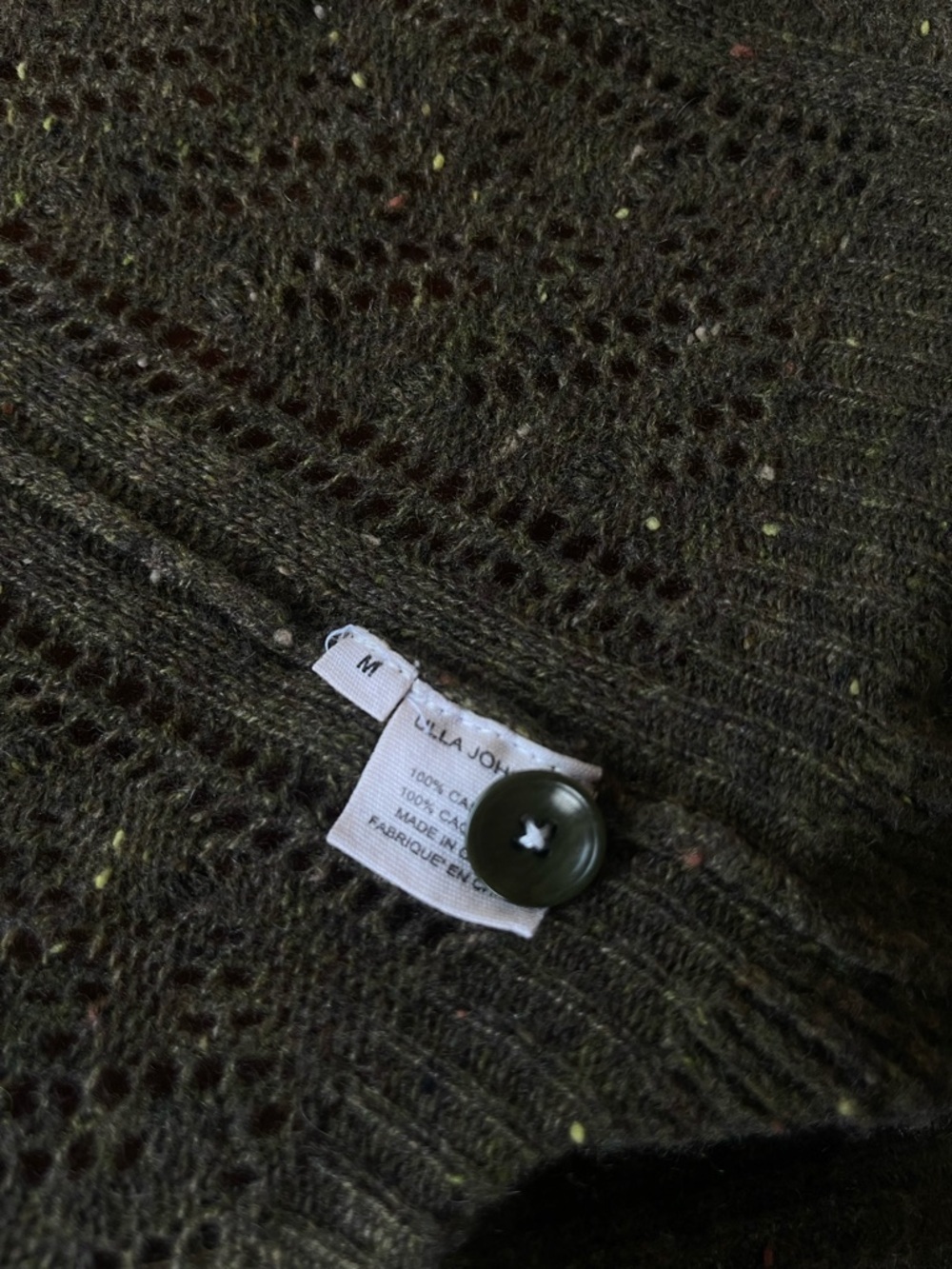 Ulla Johnson Cashmere Cardigan Ruffle Peplum Olive Boho Cozy Feminine Organic - Picture 7 of 9